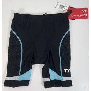 NWT Women's‎ TYR Competitor 8" Triathlon Shorts Black & Light Blue Size Small